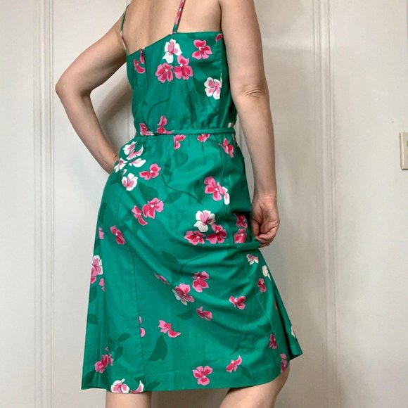 Aqua Hawaiian Print Vintage Dress Size M - Picture 3 of 3
